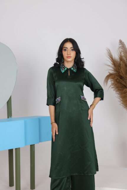 Zmard Emerald Green Silk Set – 2 Piece