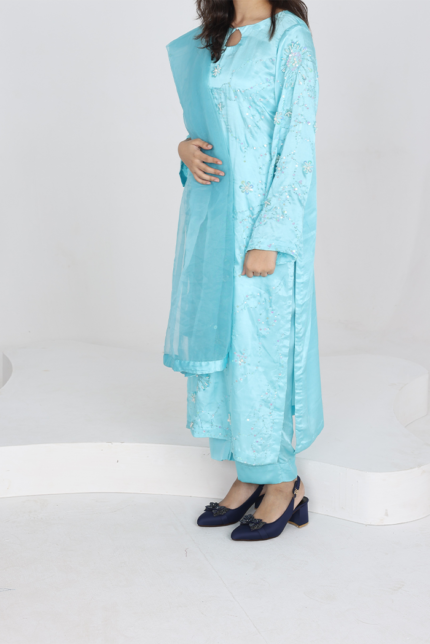 Delphinium Pastel Blue Set with Collar Embellishments – 2 Piece